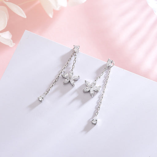 Diamonds Five Petals Flower Earrings