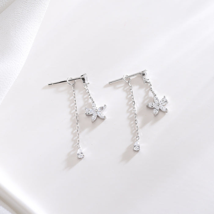 Diamonds Five Petals Flower Earrings