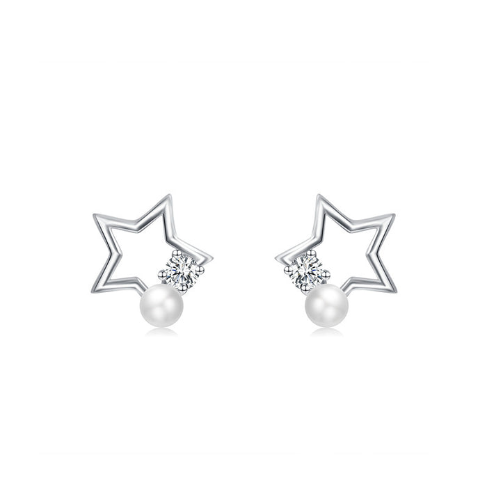 Five-Pointed Star Pearl Earrings