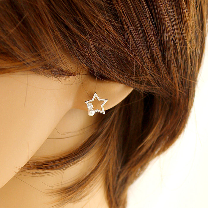 Five-Pointed Star Pearl Earrings