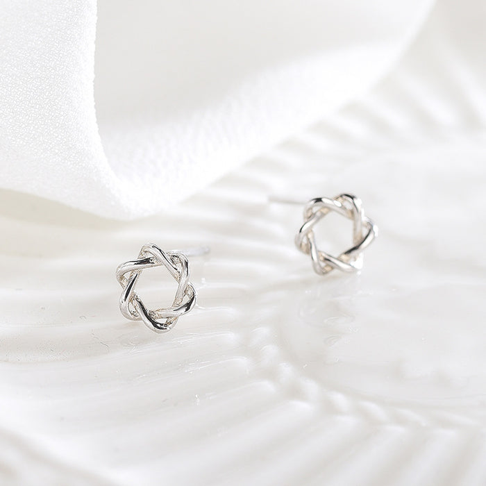 Six-Pointed Silver Star Earrings