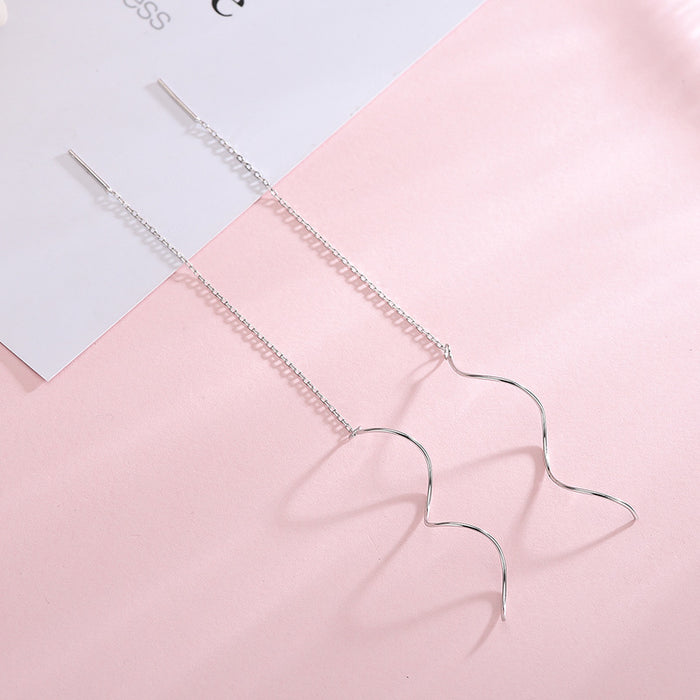 Long Drop Wave Earrings