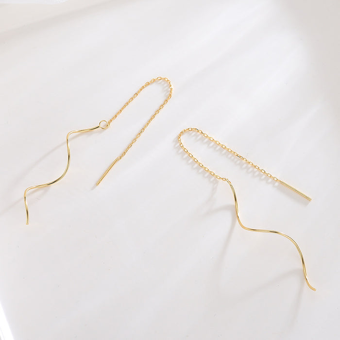 Long Drop Wave Earrings