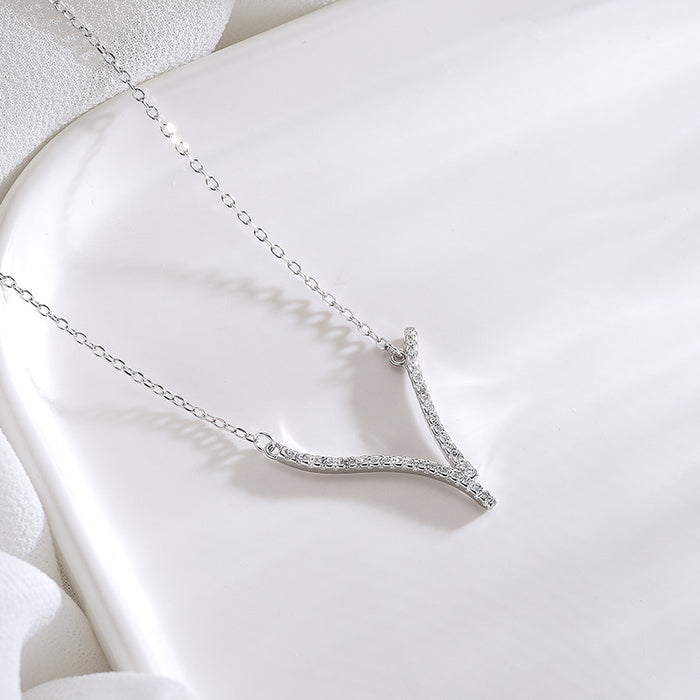 Y-Shaped Diamond Necklace