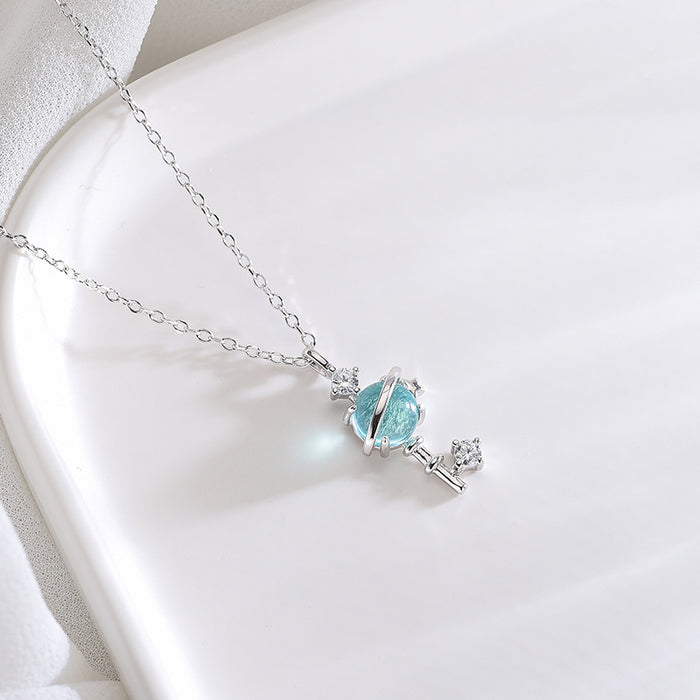 Blue Aurora Diamond Planet Necklace