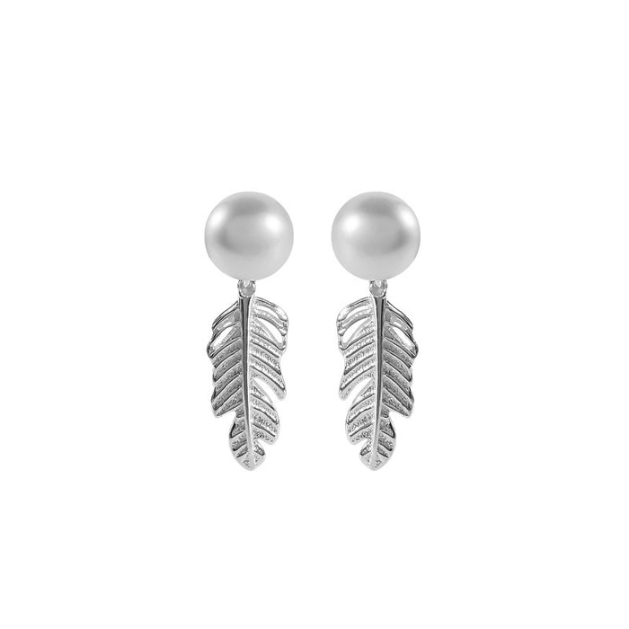 Pearl Literary Feather Earrings