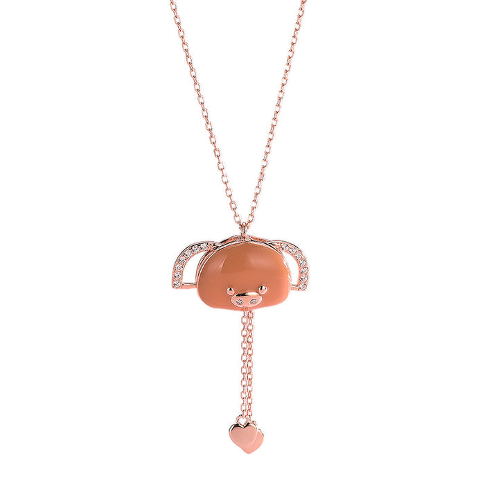 Brown Piglet Necklace (Movable Ear)