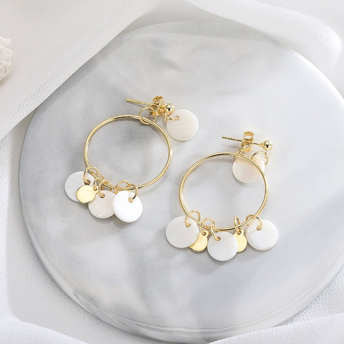 Geometric White Marble Gold Earrings