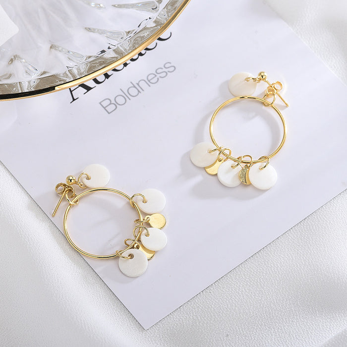 Geometric White Marble Gold Earrings