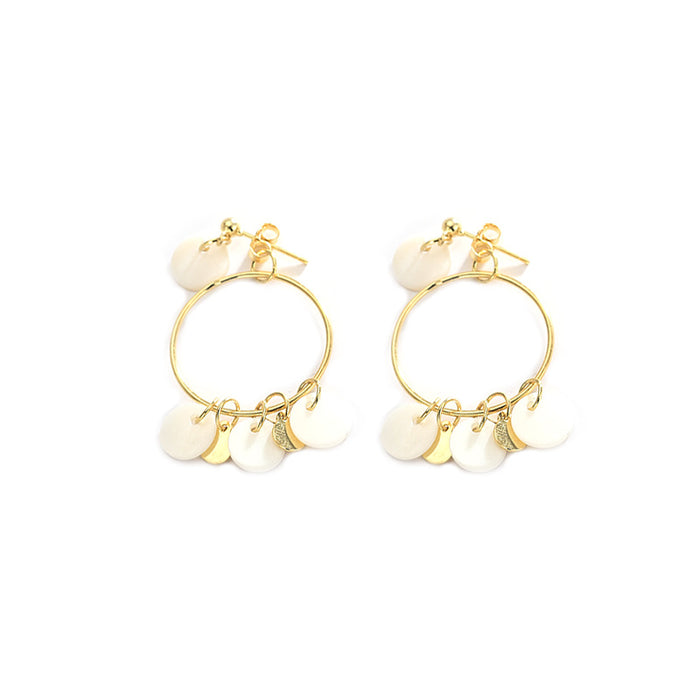 Geometric White Marble Gold Earrings