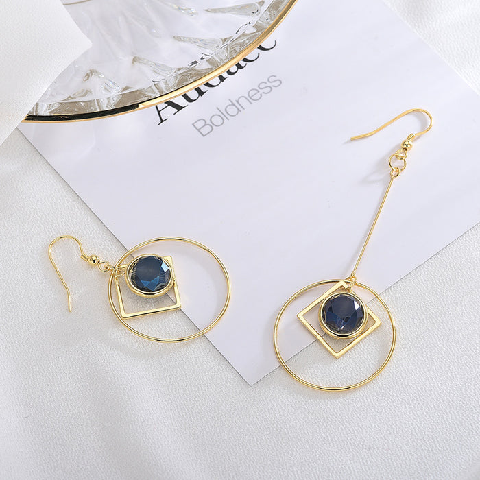 Geometric Ocean Blue Pendant Earrings