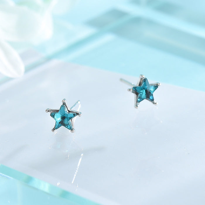Blue Star Gem Earrings