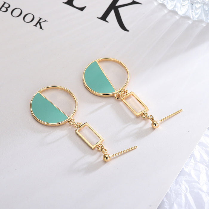 Round Turquoise Emerald Earrings