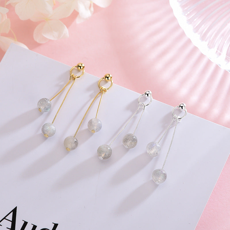 Glowy Beads Silver Stud Earring
