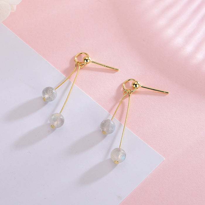 Glowy Beads Silver Stud Earring