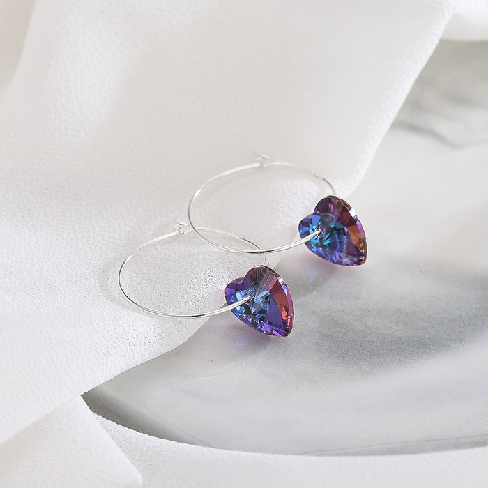 Purple-Blue Heart Gem Earrings