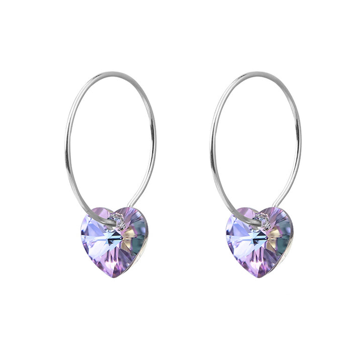 Purple-Blue Heart Gem Earrings
