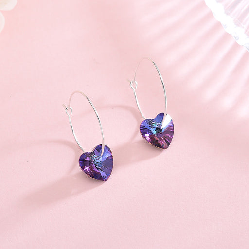 Purple-Blue Heart Gem Earrings