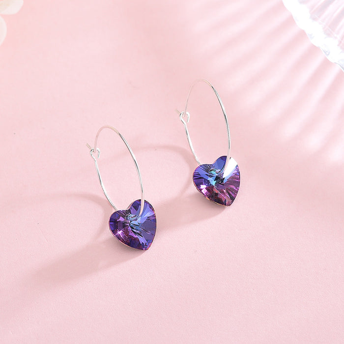 Purple-Blue Heart Gem Earrings