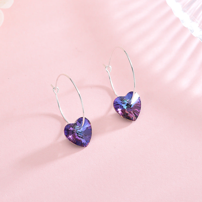 Purple-Blue Heart Gem Earrings