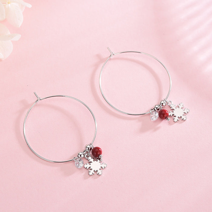 Diamond Snow Round Hook Earrings