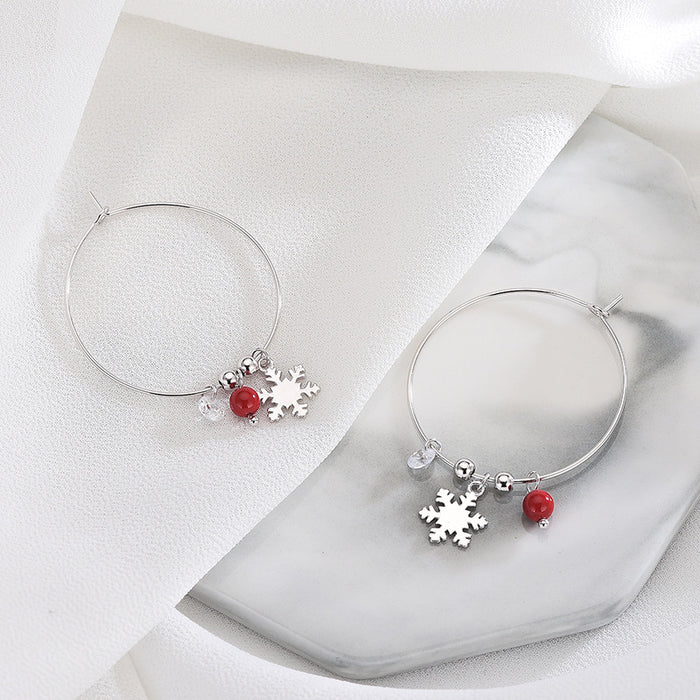 Diamond Snow Round Hook Earrings