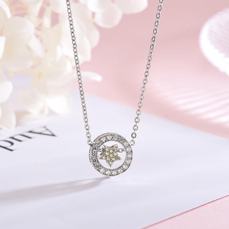 Diamond Round Star Necklace