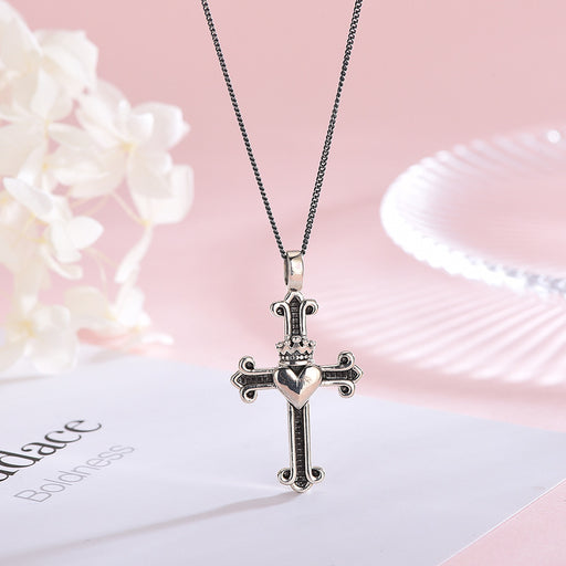 Black Crown Cross Necklace
