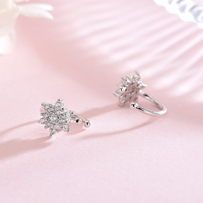 Diamond Encrusted Snow Clip-on Earrings