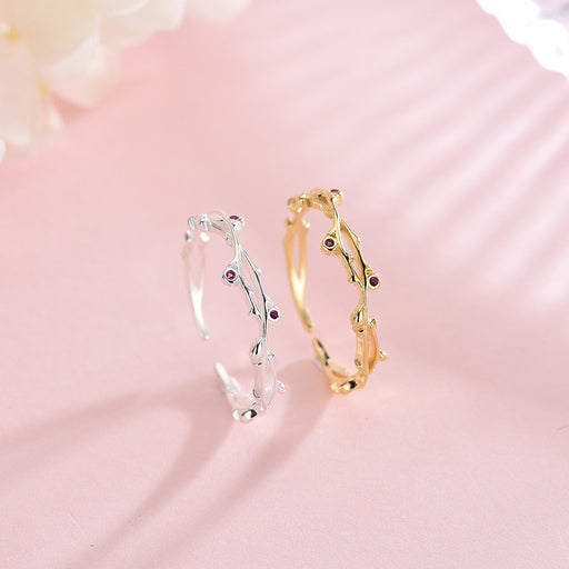 Leaf Branch Gem Rings