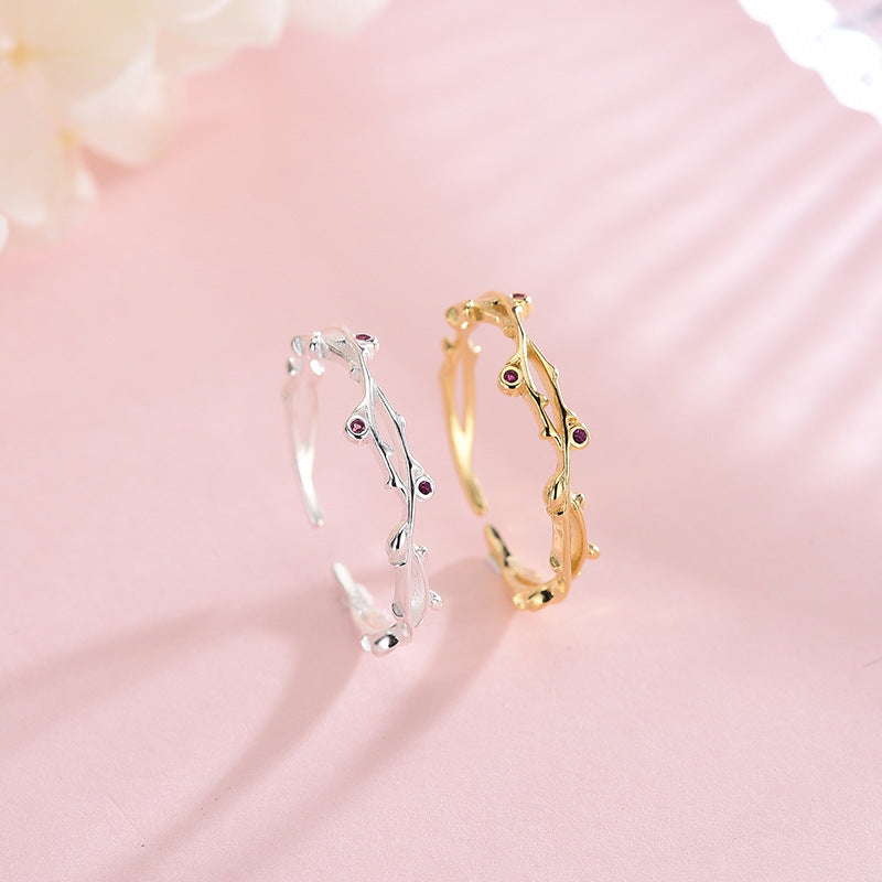 Leaf Branch Gem Rings