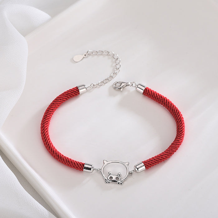 Piglet Red Rope Bracelet