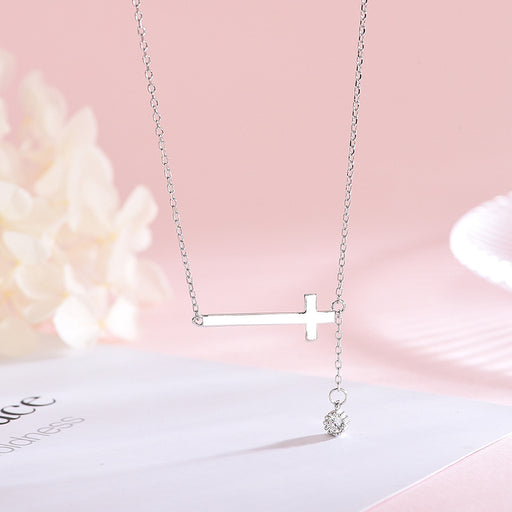 Silver Cross Tilt Necklace