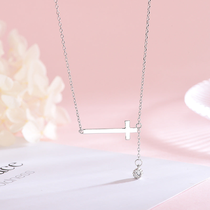 Silver Cross Tilt Necklace