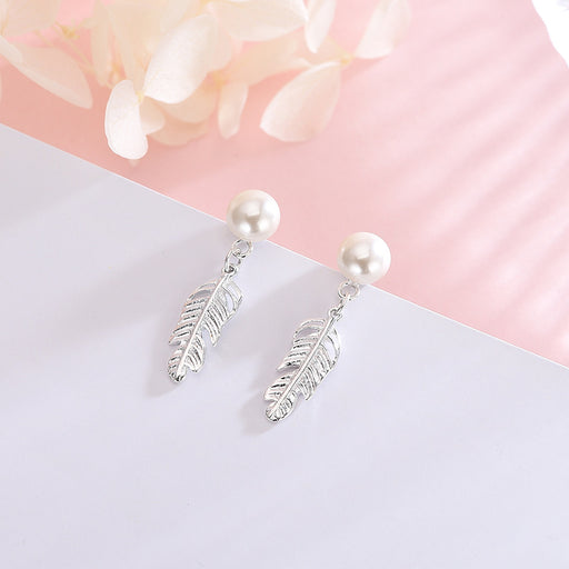 Pearl Literary Feather Earrings