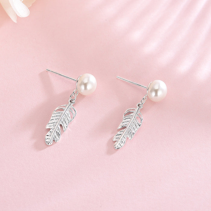 Pearl Literary Feather Earrings