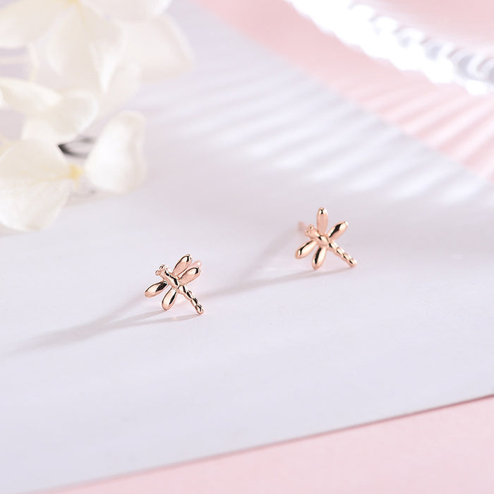 Rose Gold Dragonfly Earrings
