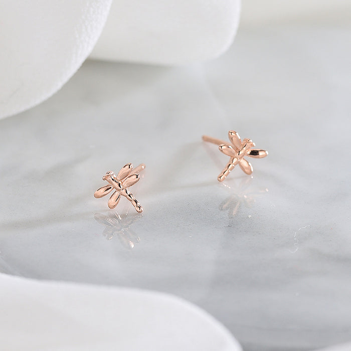Rose Gold Dragonfly Earrings