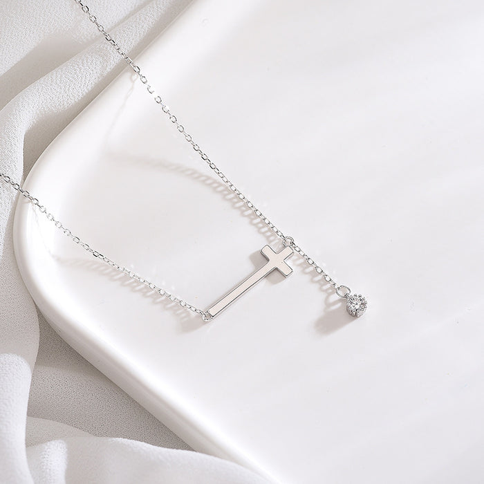 Silver Cross Tilt Necklace