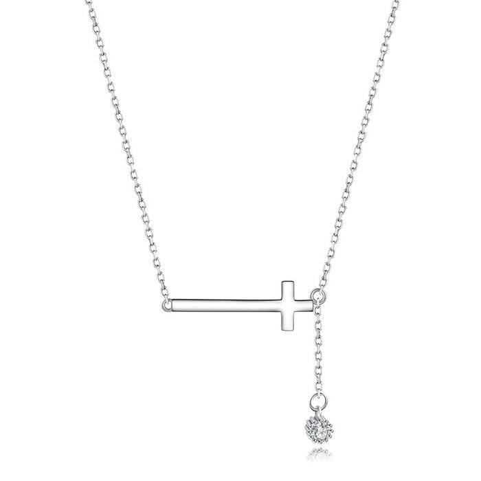 Silver Cross Tilt Necklace