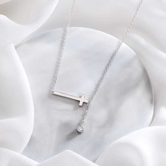 Silver Cross Tilt Necklace