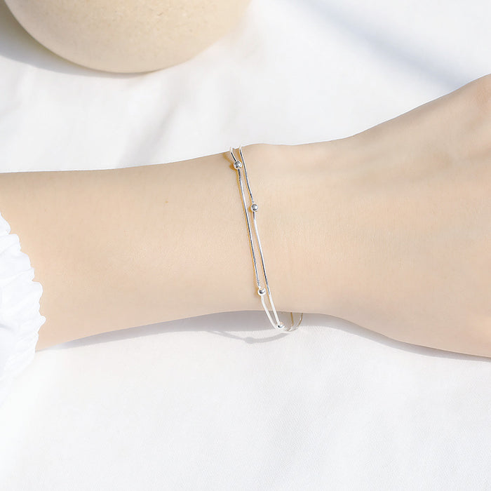 Double Strip Silver Bracelet