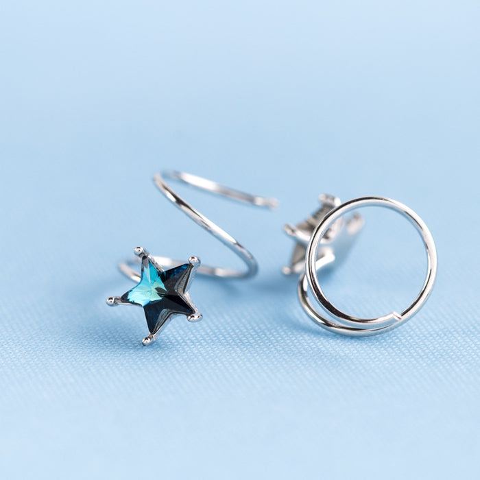 Blue Diamond Star Wave Earrings