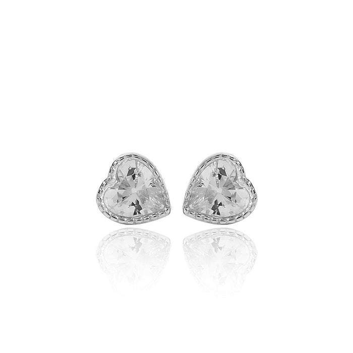 Heart-Shaped Diamond Stud Earrings