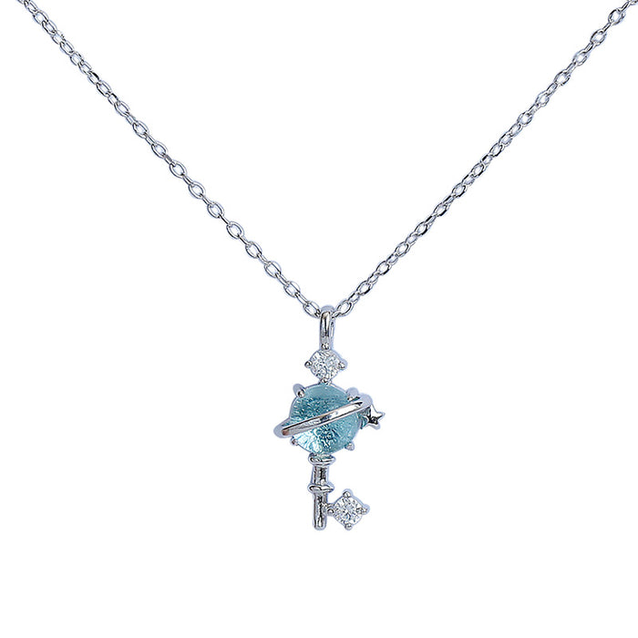 Blue Aurora Diamond Planet Necklace
