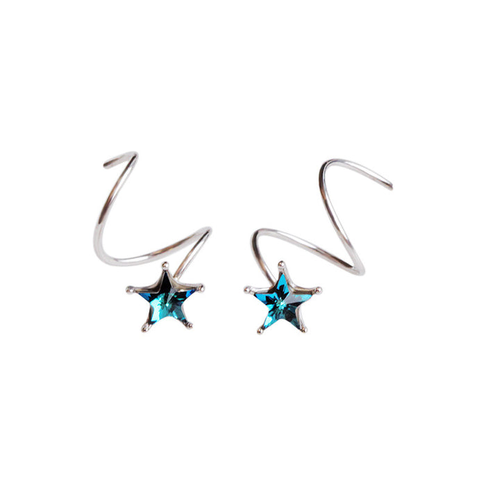 Blue Diamond Star Wave Earrings