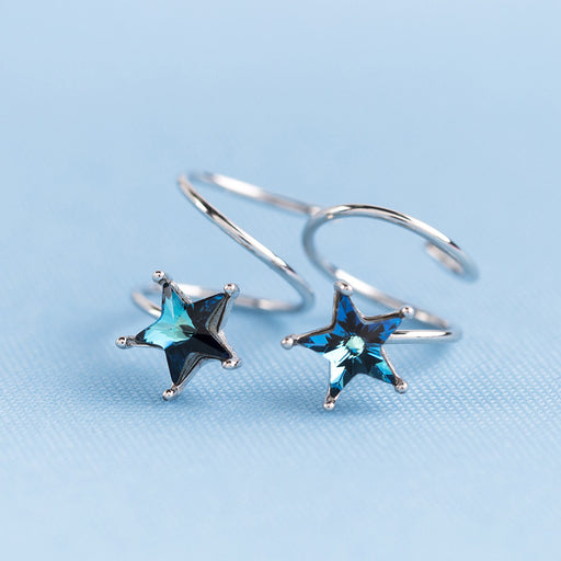 Blue Diamond Star Wave Earrings
